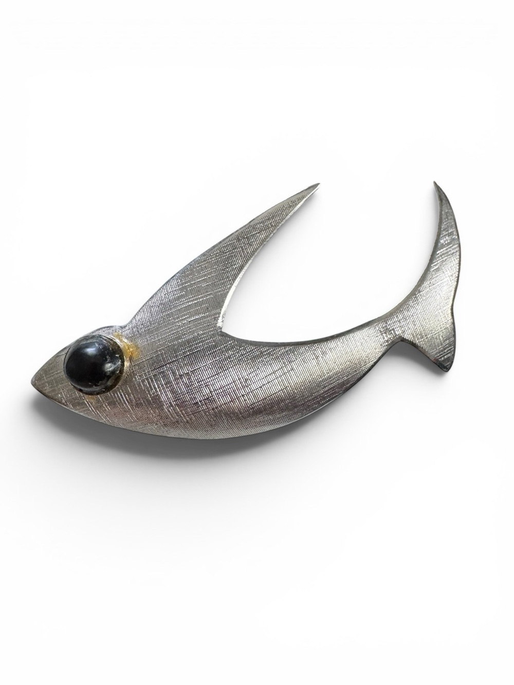 Vintage MCM Sassen Handmade Sterling Silver Shark Fish Brooch Pin unworn